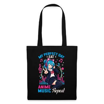Anime et musique Chibi - Sac en tissu - noir - Devant