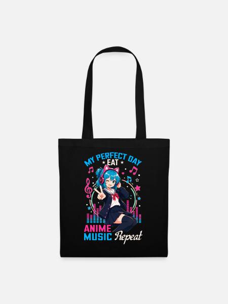Anime and Music Chibi - Stoffbeutel - Schwarz