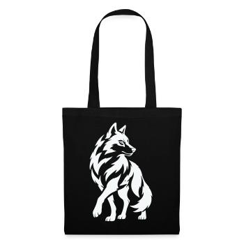Wolfs Silhouette in Kontrast - Stoffbeutel - Schwarz - Vorne