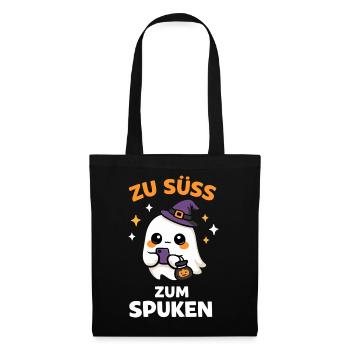 Zu süß zum Spuken – Kawaii-Geist mit Hexenhut - Stoffbeutel - Schwarz - Vorne
