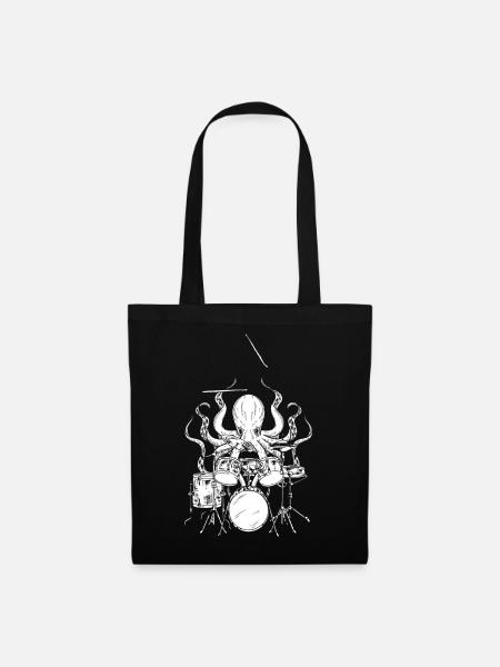 Oktopus Schlagzeuger Drummer Schlagzeug Percussion - Stoffbeutel - Schwarz