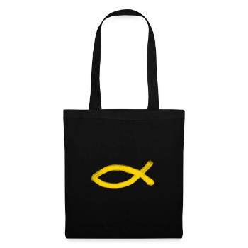 poisson Jésus jaune poisson Ichthys poisson - Sac en tissu - noir - Devant