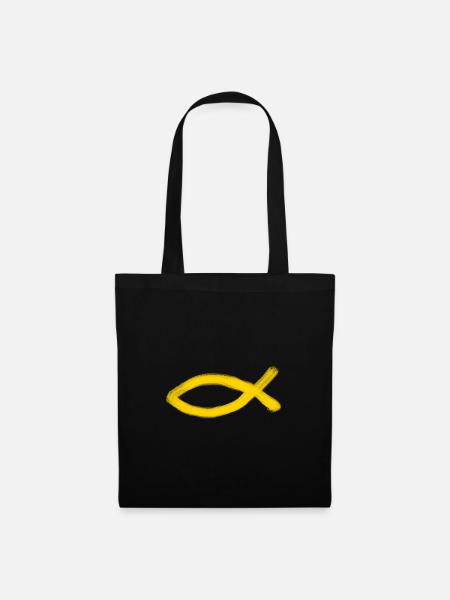 yellow Jesus fish fish Ichthys fish - Tote Bag - black