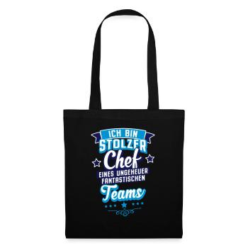 Chef T Shirt stolzer Chef eines fantastischen Team - Stoffbeutel - Schwarz - Vorne