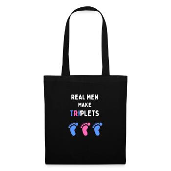 Real men make triplets, blue and pink baby feet - Tote Bag - black - Front