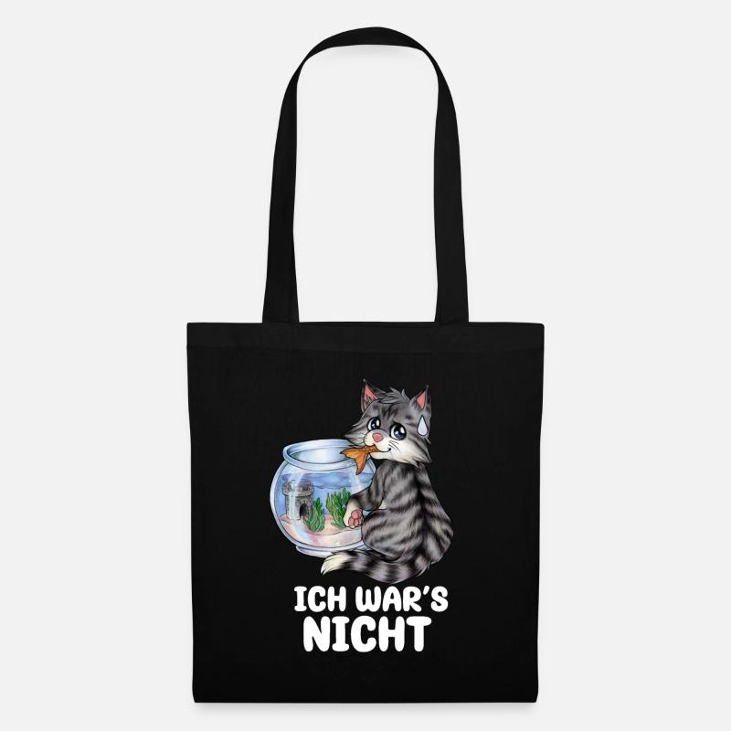 Ich war's nicht Niedliche Katze Fisch Geschenk - Stoffbeutel - Schwarz