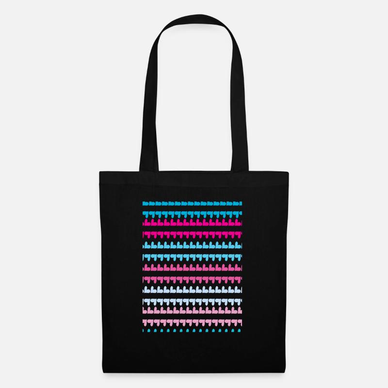 PINK BLUE HEARTS PATTERN - Tote Bag - black