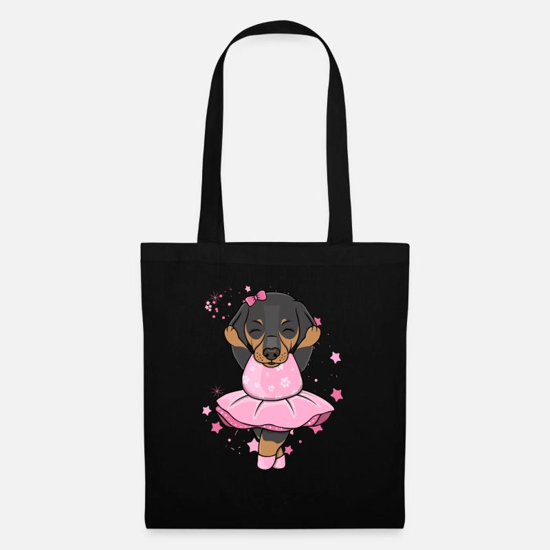 Dackel Ballerina - Stoffbeutel - Schwarz