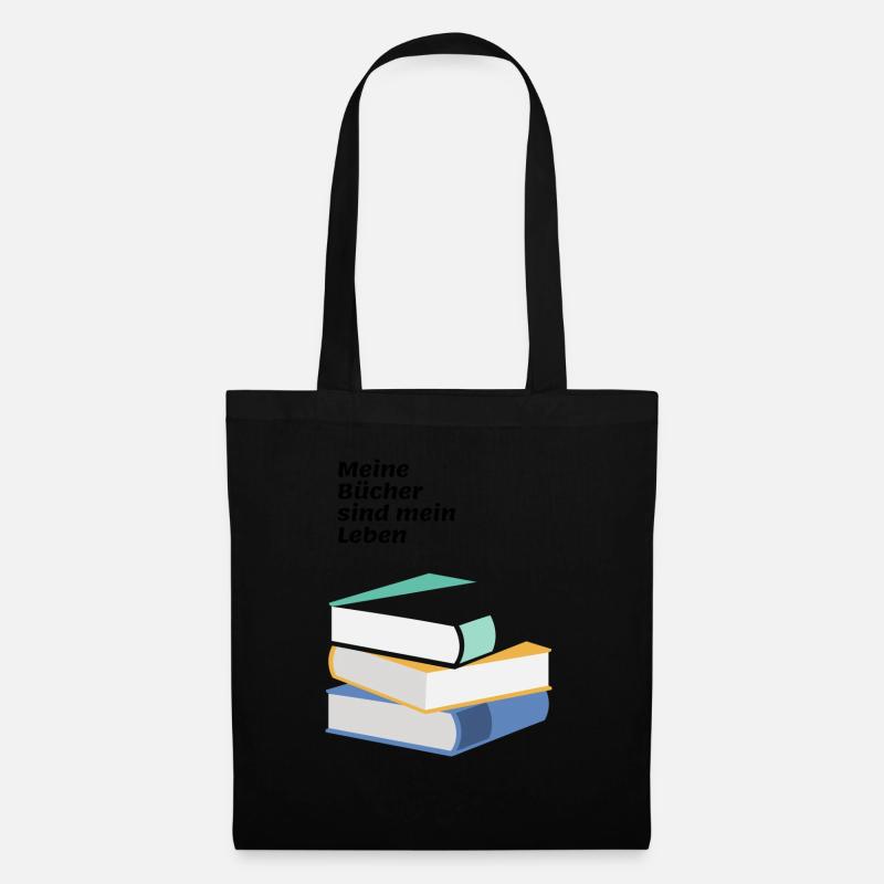 Bücher und Leben - Stoffbeutel - Schwarz