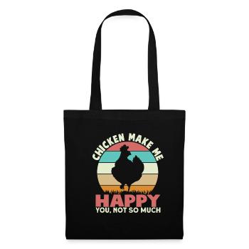 Poulet me rendre Heureux Poulet Coq Farmer Hen - Sac en tissu - noir - Devant