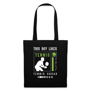 Boy Likes Tennis Holiday Ball Sports Hobby - Tote Bag - black - Front