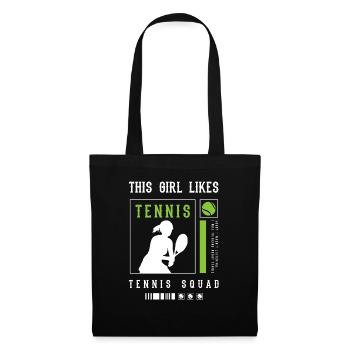 Fille aime le tennis, la balle d'été, les sports, - Sac en tissu - noir - Devant