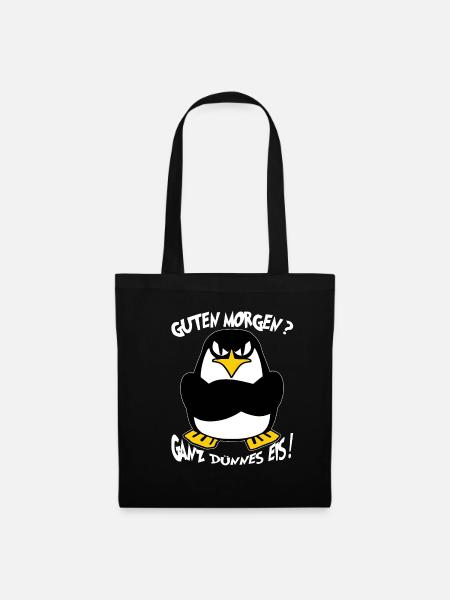 Ganz Dünnes Eis Morgenmuffel Pinguin Kaffee - Stoffbeutel - Schwarz