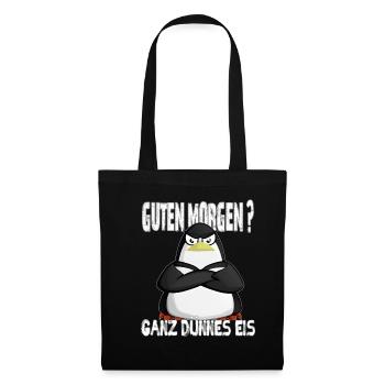 Ganz Dünnes Eis Morgenmuffel Pinguin Kaffee - Stoffbeutel - Schwarz - Vorne