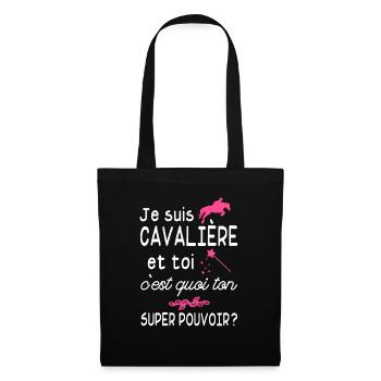 je suis cavalière / cadeau humour cavalière - Sac en tissu - noir - Devant