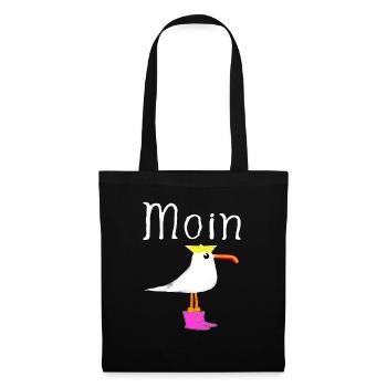 Moin Küstenkind Möwe Girl Mädchen Frau Geschenke 2 - Stoffbeutel - Schwarz - Vorne