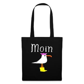 Moin Küstenkind Möwe Girl Mädchen Frau Geschenke - Stoffbeutel - Schwarz - Vorne
