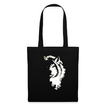 Wolf black & white - Stoffbeutel - Schwarz - Vorne