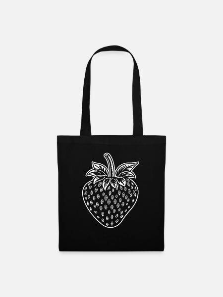 Erdbeere Obst Frucht - Stoffbeutel - Schwarz