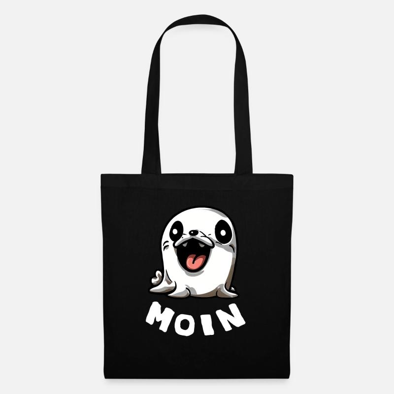 Moin Robbe Begrüßung Norddeutschland Geschenk - Stoffbeutel - Schwarz