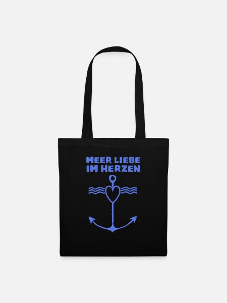 Meer Liebe im Herzen - Stoffbeutel - Schwarz