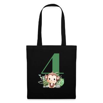4th Birthday Monkey Safari - Tote Bag - black - Front