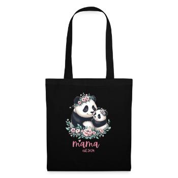 Mama est 2024 I Panda Bear Mum I First Time Mom - Stoffbeutel - Schwarz - Vorne