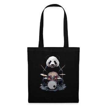 Panda Schlagzeug - Stoffbeutel - Schwarz - Vorne