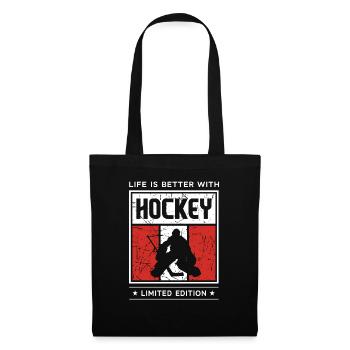 Life is better with Hockey - Stoffbeutel - Schwarz - Vorne