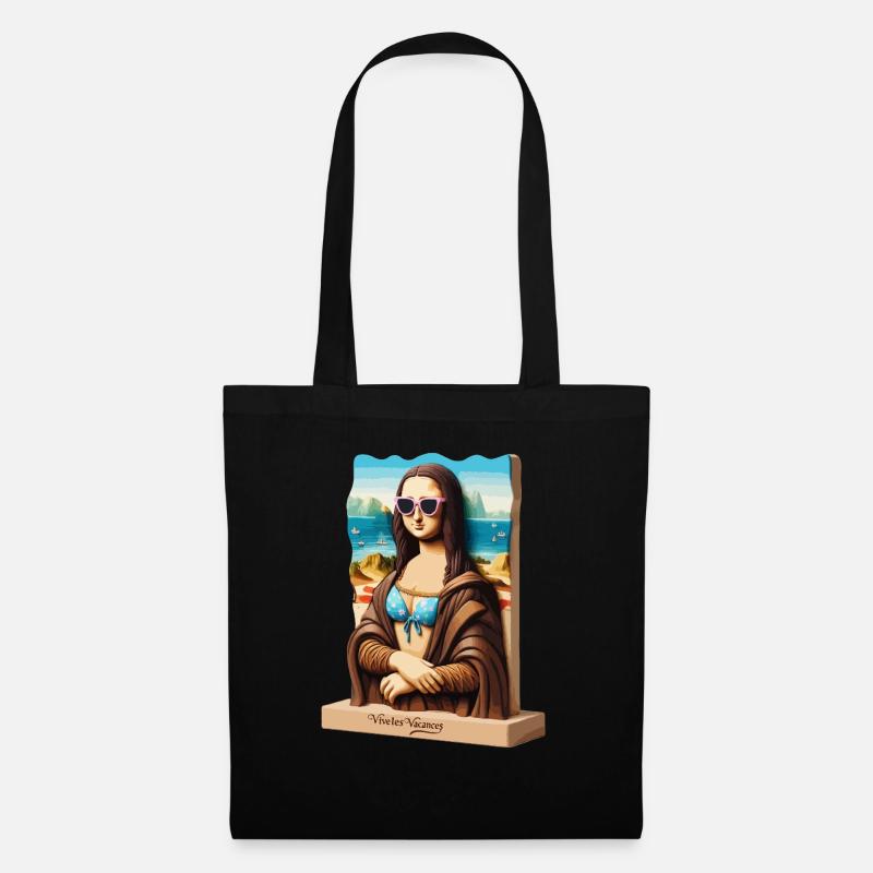 Mona Lisa im Urlaub - Stoffbeutel - Schwarz