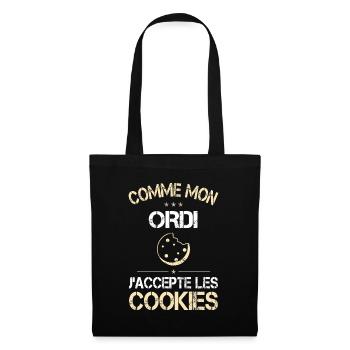 Comme mon ordi j'accepte les Cookies - Humour - Sac en tissu - noir - Devant