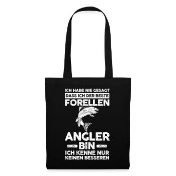 Angeln Forellen Angler - Stoffbeutel - Schwarz - Vorne