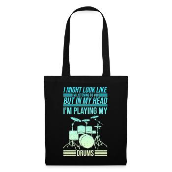 Batteur Batteur T-Shirt Batterie Tambour - Sac en tissu - noir - Devant