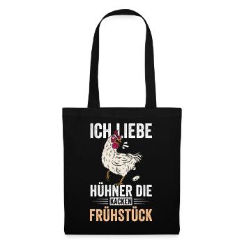 Ich liebe Hühner Ei - Stoffbeutel - Schwarz - Vorne