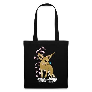 Renards Fennec, Cerisier japonais, Renards fennec, - Sac en tissu - noir - Devant