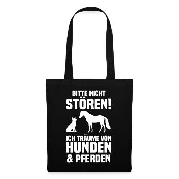 Pferde Pferdeliebhaber Hundeliebhaber Hunde - Stoffbeutel - Schwarz - Vorne