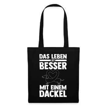 Hund Dackel - Stoffbeutel - Schwarz - Vorne