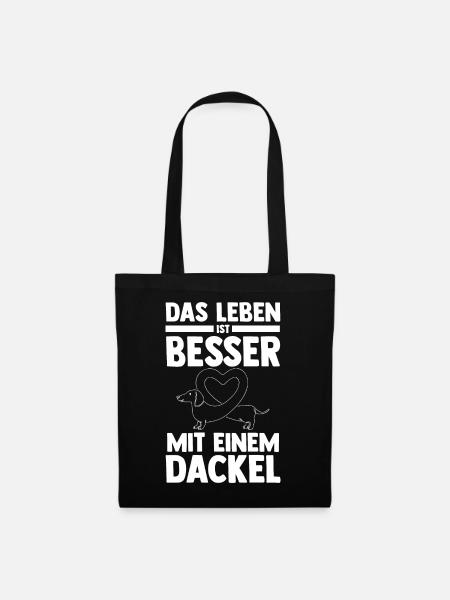 Hund Dackel - Stoffbeutel - Schwarz