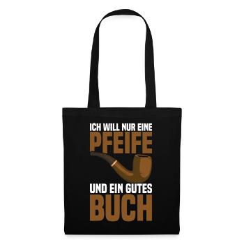 Pfeife Rauchen Tabak Pfeifentabak Pfeifenraucher - Stoffbeutel - Schwarz - Vorne