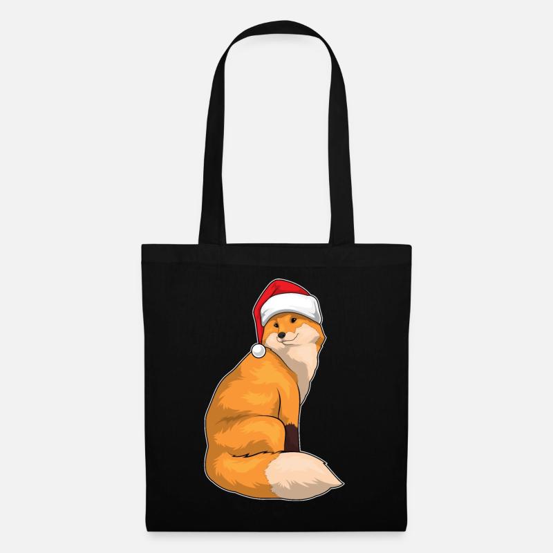 Fuchs Weihnachten Weihnachtsmütze - Stoffbeutel - Schwarz