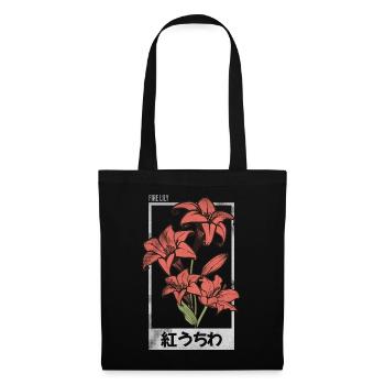 Japanese Fire Lily Grunge Anime Aesthetic - Tote Bag - black - Front