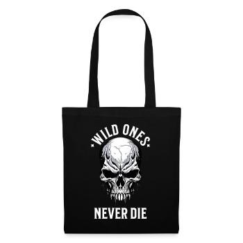 crâne crâne squelette moto motard gang - Sac en tissu - noir - Devant