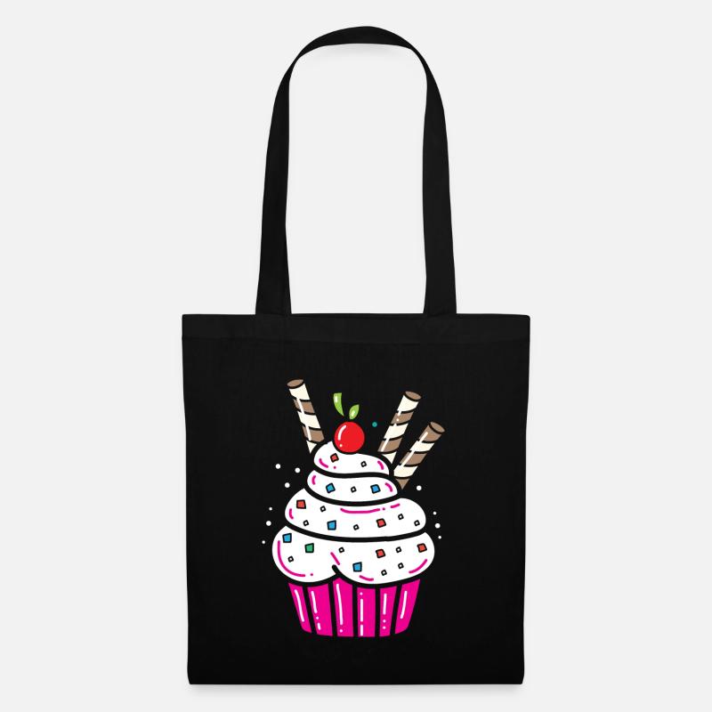 Cupcake White Frosting Backen Gebäck Sweet Tooth - Stoffbeutel - Schwarz