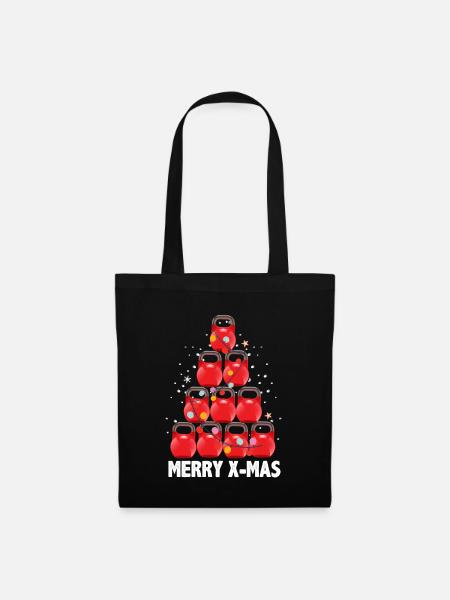 Christmas Funny Kettlebells Tree Holiday Workout - Tote Bag - black