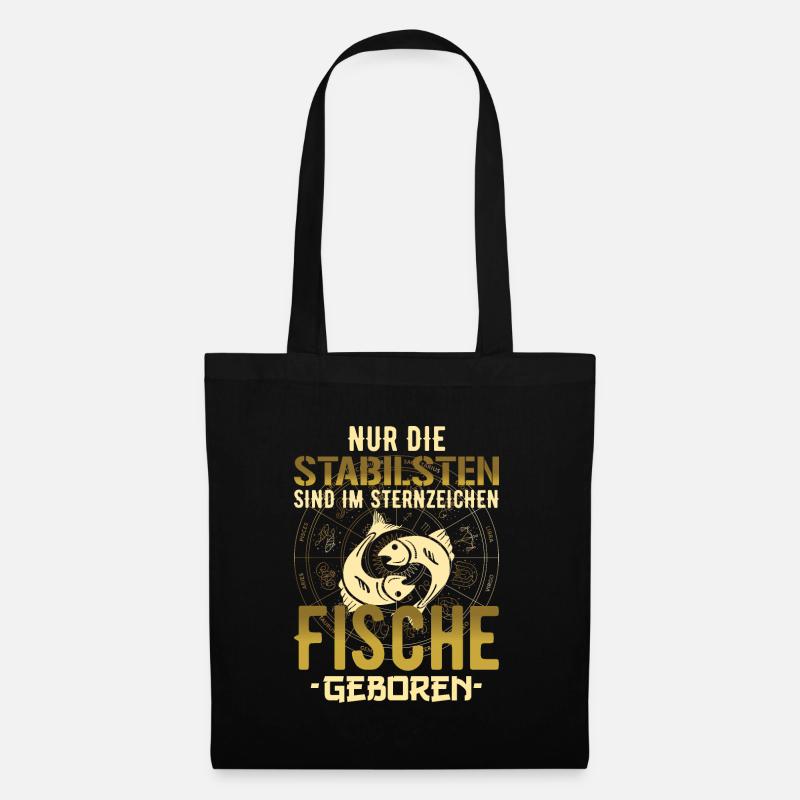 Sternzeichen stabil Fische Geschenk - Stoffbeutel - Schwarz