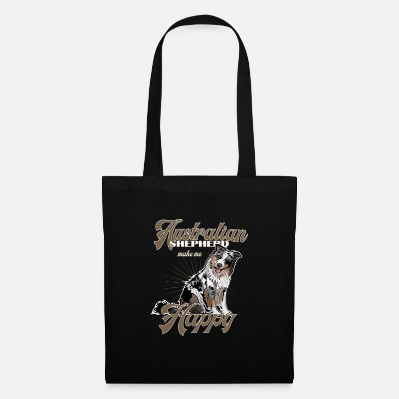 Australian Shepherd make me happy - Stoffbeutel - Schwarz