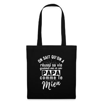 Cadeau drôle d'un papa pour ses enfants - Père - Sac en tissu - noir - Devant