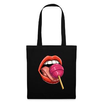 Baiser bouche sucette sucette bonbons - Sac en tissu - noir - Devant