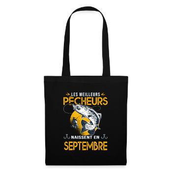 pêcheur Anniversaire Septembre cadeau pêche - Sac en tissu - noir - Devant
