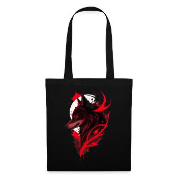 Red and Black Wolf Head at the moon - Tote Bag - black - Front